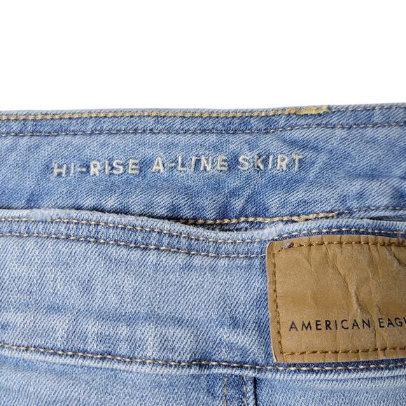 American Eagle Denim Mini Skirt Button Front Light Wash Casual Womens Size 6 - Picture 10 of 13